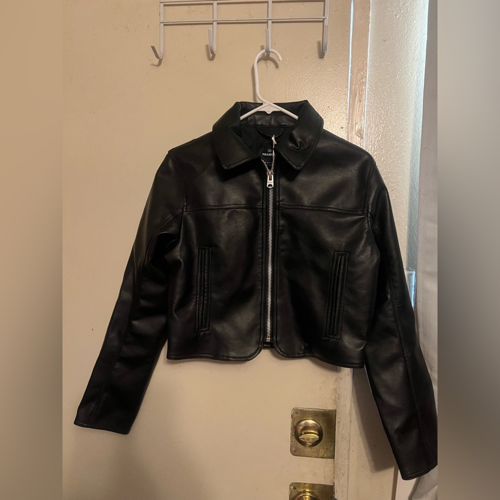 Pull&Bear Sleek Black Leather Jacket